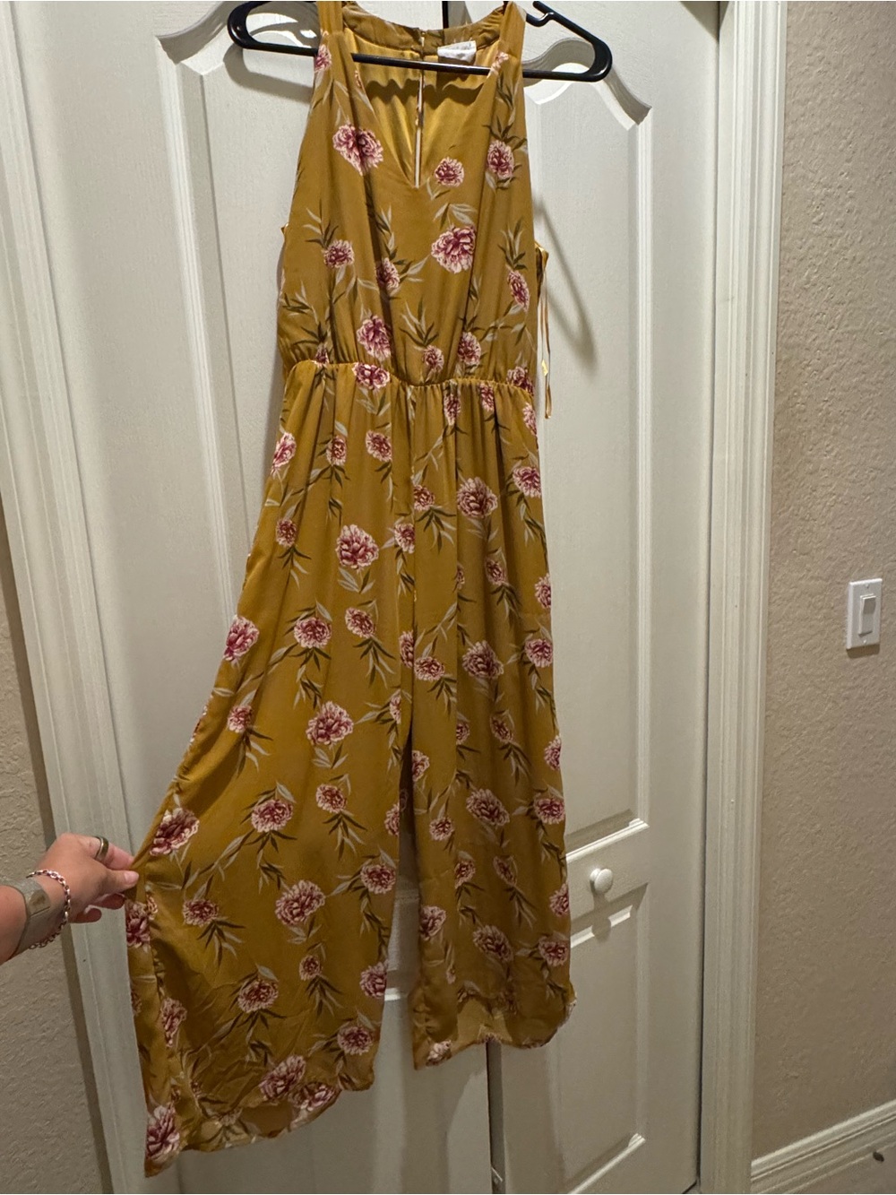 Floral Halter Jumpsuit in Mustard
